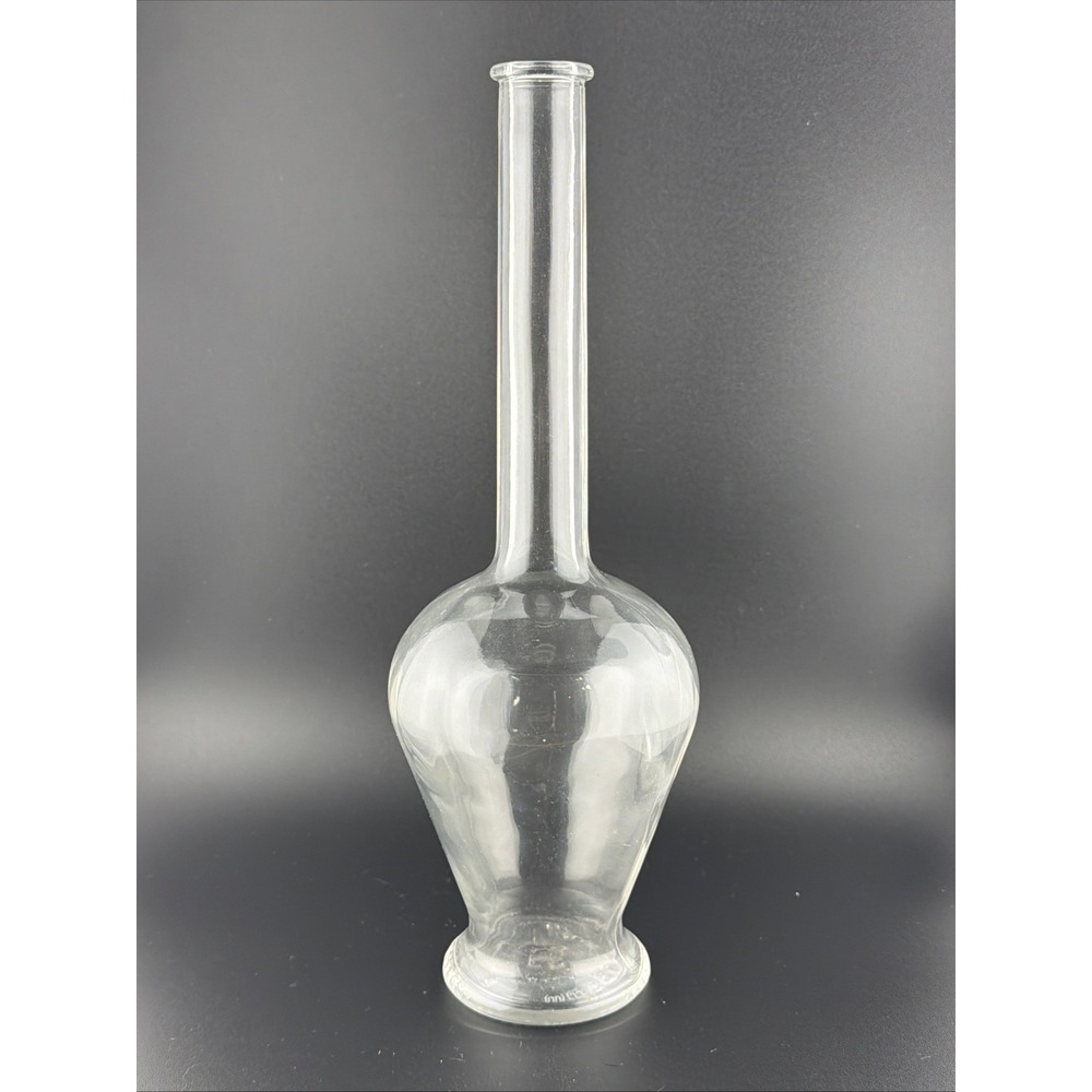 Vintage Clear Glass Apothecary Bottle 135mm 11.75" Tall Bud Vase Lab Style